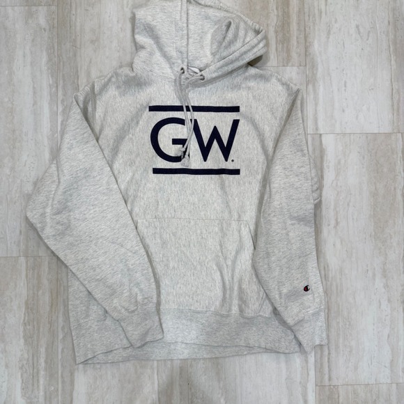 Champion Other - GW George Washington University Champion Reverse Weave Hoodie Gray Navy Large